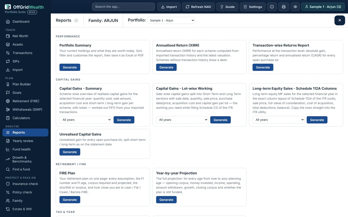 Reports list