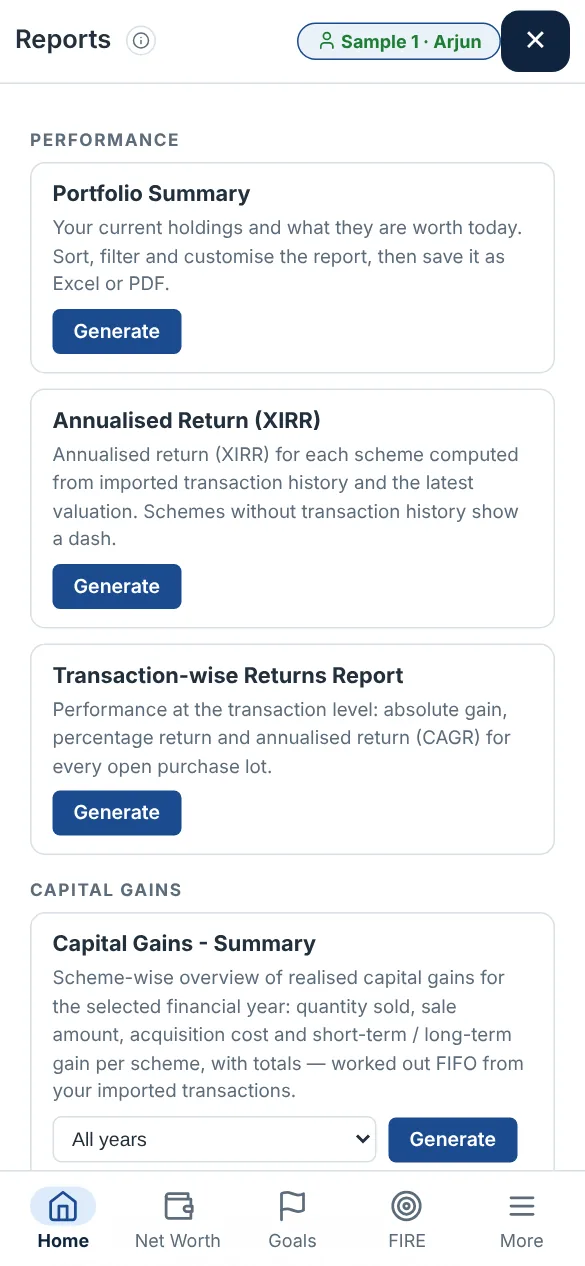 Reports on a phone